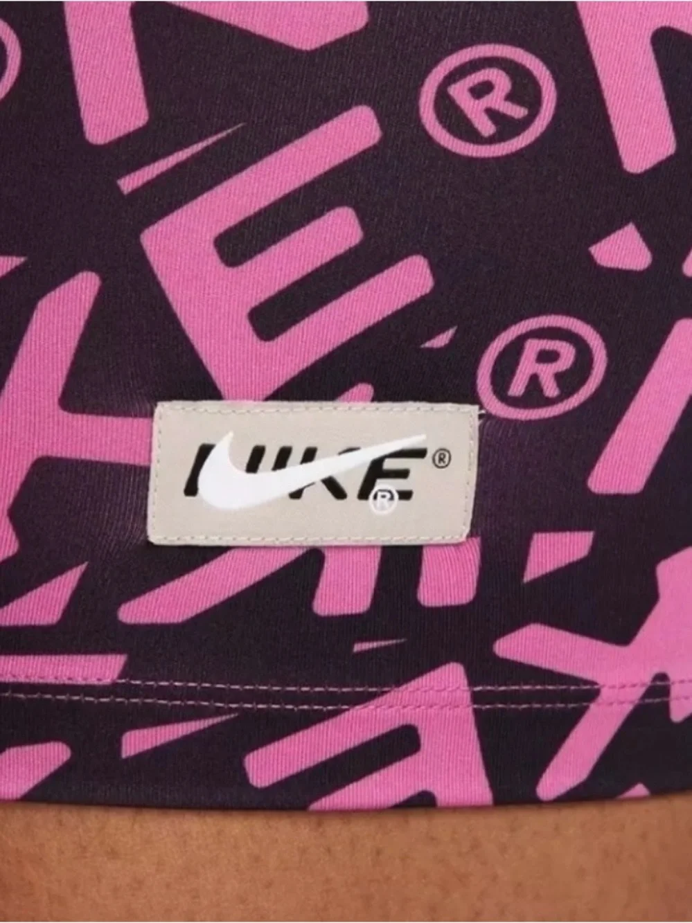 Nike Black & Pink Allover Logo High-Waist Bike Shorts 7”